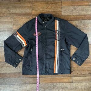 Harley-Davidson Mens Size M Black Nylon Racing Stripe Jacket 97449-07VM 2007 #80
